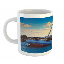 Yacht on Rocks Harbor Mug