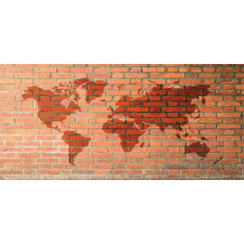 World Map on Brick Wall Mug