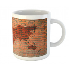 World Map on Brick Wall Mug