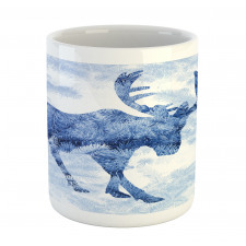 Blue Winter Antlers Tree Mug