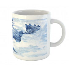 Blue Winter Antlers Tree Mug