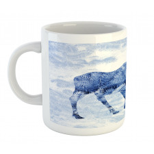 Blue Winter Antlers Tree Mug