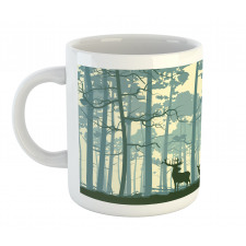 Animals in Foggy Forest Mug