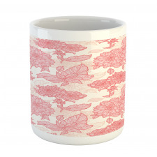 Pink Flowers and Leaves Mug