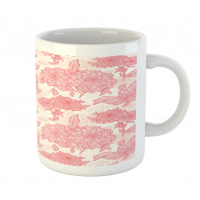 Pink Flowers and Leaves Mug