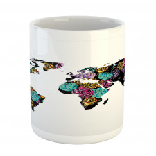 World Map Flowers Mug