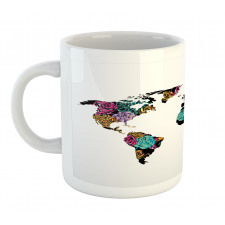 World Map Flowers Mug