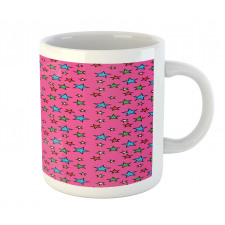 Hot Pink Retro Stars Mug