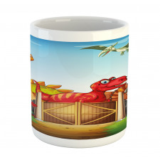 Cartoon Dinosaurs in Park Mug