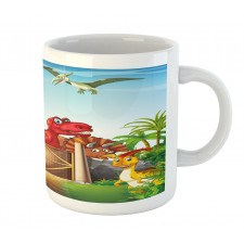 Cartoon Dinosaurs in Park Mug