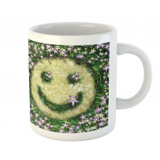 Smiley Emoticon on Grass Mug