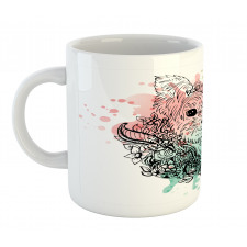 Dog Sketch Flowers Mug