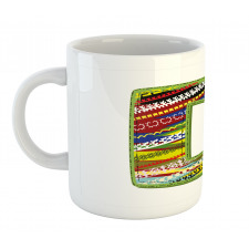 Letter Ornament Retro Mug