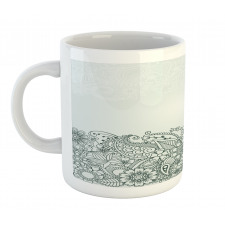 Outline Wildflowers and Leaves Mug