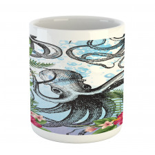 Tropic Hibiscus and Octopus Mug