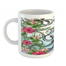 Tropic Hibiscus and Octopus Mug