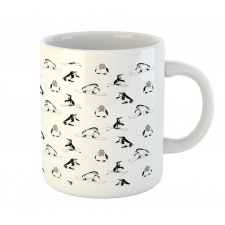 Skiing Penguins in Scarves Mug