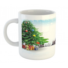 Snowy Village Sleigh Tree Mug