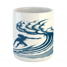 Riding a Big Wave Art Mug