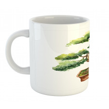 Watercolor Bonsai Hand Drawn Mug