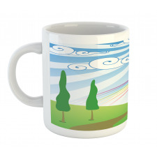 Rainbow on a Meadow Road Mug