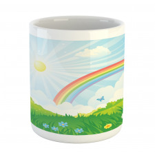 Sun and Rainbow Flowers Mug