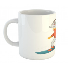 Cartoon Goat Snowboarding Mug