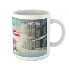 Cartoon Snowman and Umbrella Mug