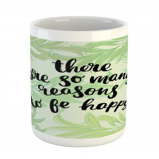 Green Leafy Branches Words Mug