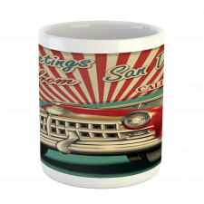 Greetings Words Retro Car Mug