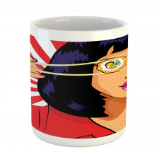 Pop Art Style Girl with Sushi Mug