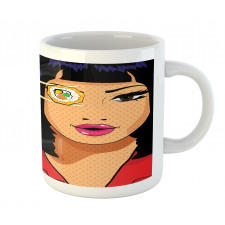 Pop Art Style Girl with Sushi Mug