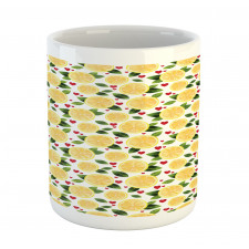 Slices Leaves and Red Hearts Mug