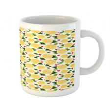 Slices Leaves and Red Hearts Mug