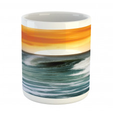 Sunset over Wavy Ocean Mug