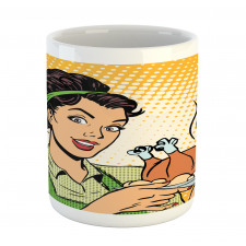 Woman with Cooked Chicken Mug