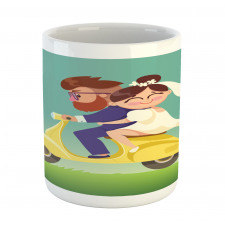 Happy Newlyweds on a Scooter Mug