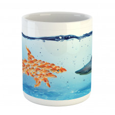 Fish Team up Against Shark Mug