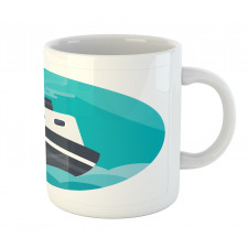 Round Blue Graphic Mug