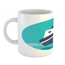 Round Blue Graphic Mug