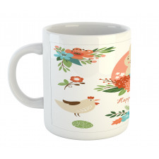 Pastel Bunny Flowers Cartoon Mug