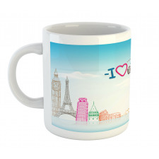 I Love to Travel Words Sky Mug