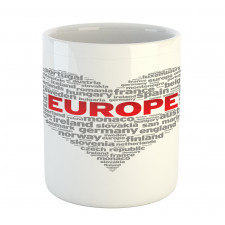 European Country Names Heart Mug