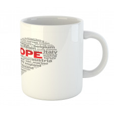 European Country Names Heart Mug