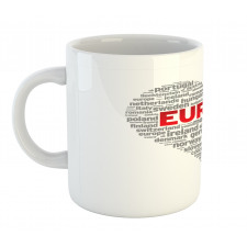 European Country Names Heart Mug