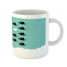 Bird Silhouettes over Clouds Mug