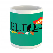 Floral Hello Summer Text Mug