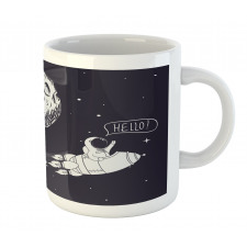 Hello Moon Astronaut Rocket Mug