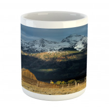 Rustic Wooden Hut Mountains Mug