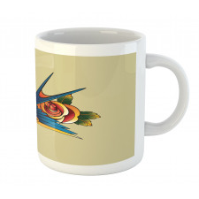 Heart Bird and Rose Art Mug